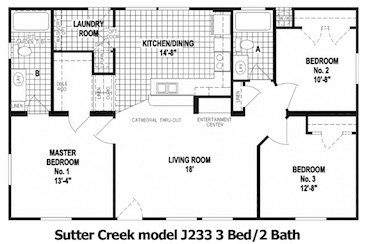 The Sutter Creek Floor Plan | Model J233 | Cousin Gary Homes