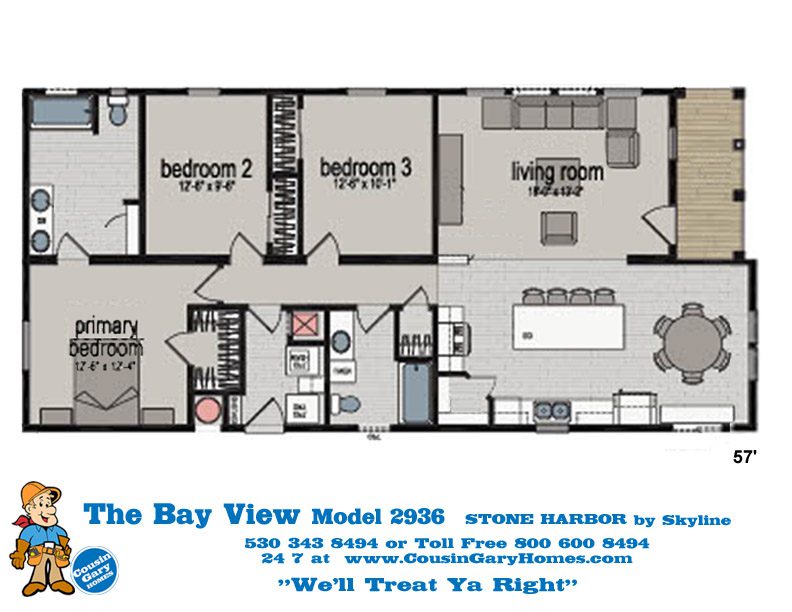The Bay View Floor Plan | Model 2936 | Cousin Gary Homes