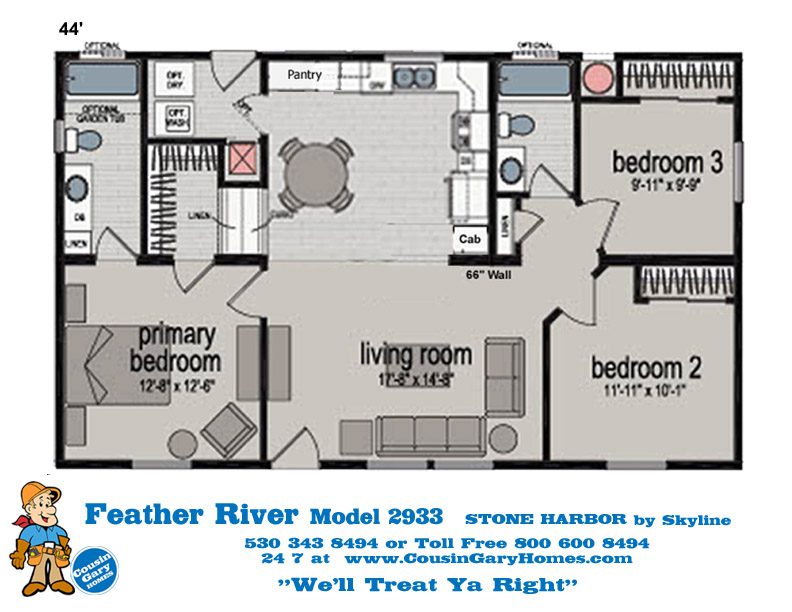 The Summerfield Floor Plan | Model J233 | Cousin Gary Homes
