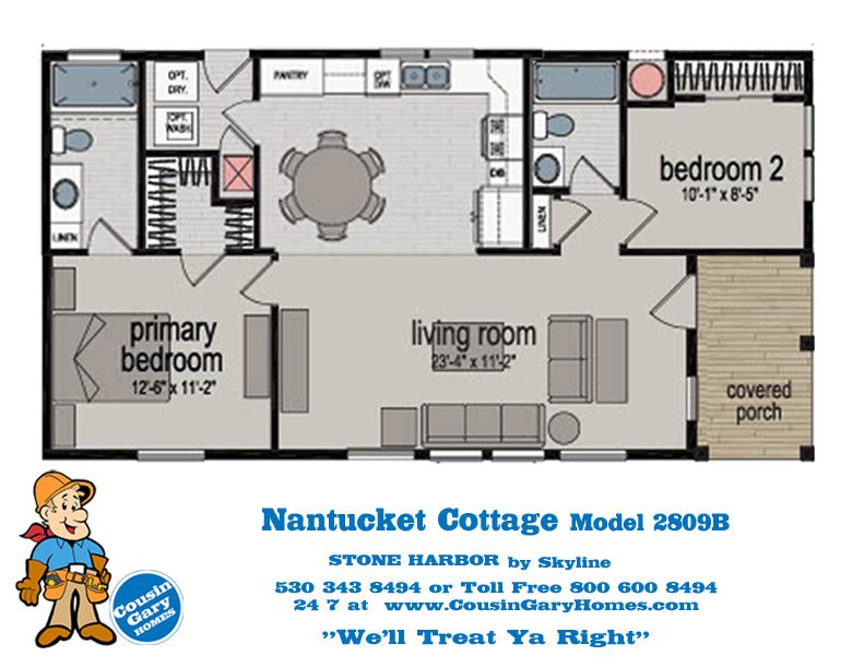 Nantucket Cottage Floor Plan | Model 1109 | Cousin Gary Homes