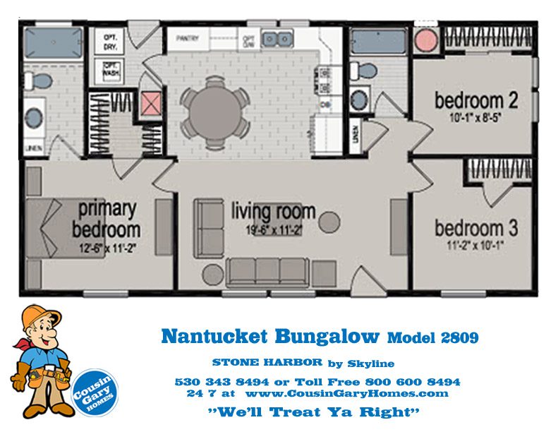 Nantucket Bungalow Plan | Model 2809 | Cousin Gary Homes